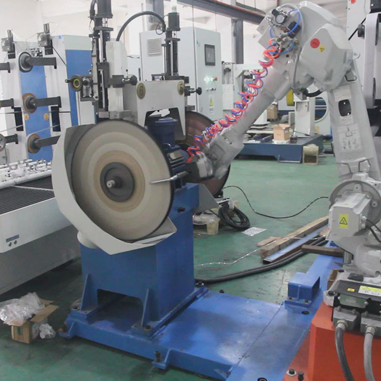 Mesin Poles Gerinda Otomatis Sepenuhnya Lengan Robot ABB Dengan Cermin Atau Garis Rambut