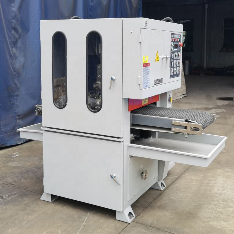 Grinding 400mm Tahan Abrasi Pelat Logam Sander 2 Kepala Sabuk Lebar Sander mesin pengamplasan otomatis
